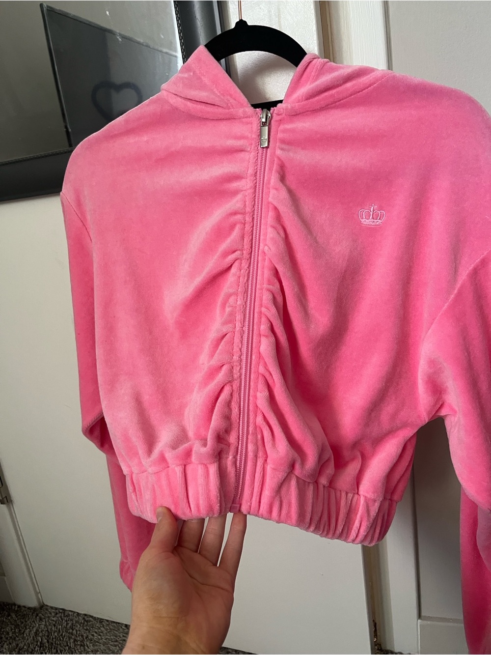 Juicy Couture Hot Pink Velvet cropped jacket
